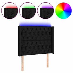 Maison Chic Tête de lit scandinave à LED,meuble de chambre Noir 93x16x118/128 cm Tissu -MN90965