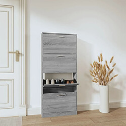 Maison Chic Armoire à chaussures | Meuble de rangement à chaussures Meuble d'Entrée Sonoma gris 59x17x150 cm Bois d'ingénierie -MN81670