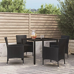 Maison Chic Mobilier à dîner 5 pcs de jardin avec coussins - Ensemble table et chaises d'extérieur - Salon/Mobilier de jardin classique Noir Résine tressée -MN54066