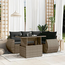 vidaXL Salon de jardin 5 pcs avec coussins gris résine tressée