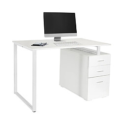 Bureau / Bureau multimédia EASY WORK V 120 x 50 cm avec piédestal blanc hjh OFFICE pas cher