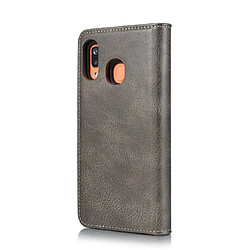 Avis Wewoo Housse Coque Etui en cuir magnétique détachable avec texture et rabat support et fentes pour cartes et portefeuille Galaxy A20 et A30 Gris