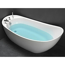 Vente-Unique Baignoire îlot NATALIA avec robinetterie - 220L - L150 x P75 x H70cm - Blanche