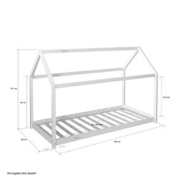 Homestyle4U Lit cabane enfant en bois blanc 90 x 200cm