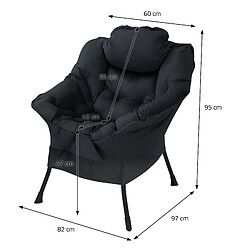 Acheter ML-Design Fauteuil Relax Fauteuil de salon Fauteuil à oreilles Coton Noir