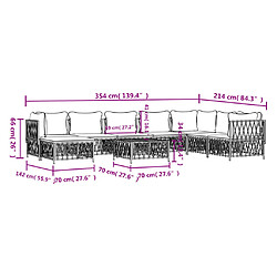 vidaXL Salon de jardin avec coussins 9 pcs blanc acier pas cher