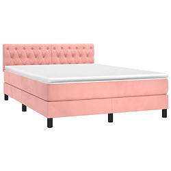 Avis Maison Chic Lit adulte- Lit + matelas,Sommier à lattes de lit avec matelas et LED Rose 140x190 cm -GKD87735