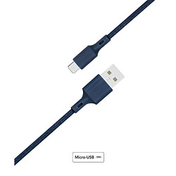 BIGBEN Câble Recyclable en coton Bleu USB A/micro USB 2 m 2.1A Just green