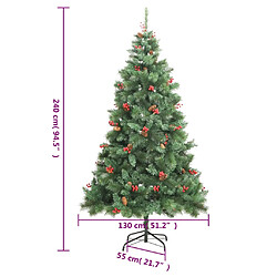 vidaXL Sapin de Noël artificiel avec pommes de pin et baies 240 cm pas cher