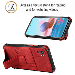 Coque en TPU + PU anti-chute, avec béquille et porte-cartes rouge pour votre Xiaomi Redmi Note 10 4G/Note 10S