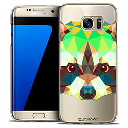 Caseink Coque Housse Etui Galaxy S7 Edge [Crystal HD Polygon Series Animal - Rigide - Ultra Fin - Imprimé en France] - Raton Laveur