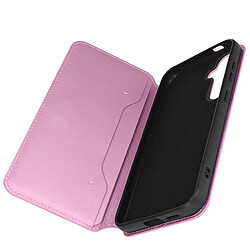 Avizar Étui pour Samsung Galaxy S24 Plus Clapet Double Poche Fonction Support Rose Poudré