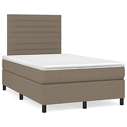 Maison Chic Lit adulte- Lit + matelas,Sommier à lattes de lit avec matelas taupe 120x190 cm tissu -GKD63801