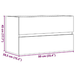 vidaXL Armoire d'évier Gris béton 90x38,5x45 cm Aggloméré pas cher