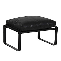 BOIS & CHIFFONS Pouf cuir noir Damo