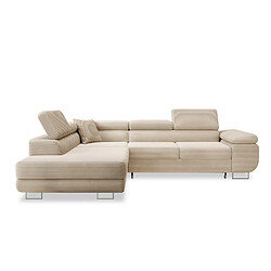 NC Canapé d'angle gauche convertible Marius velours côtelé Beige