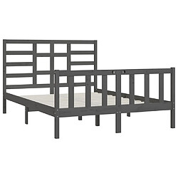 Avis vidaXL Cadre de lit sans matelas gris 150x200 cm bois massif