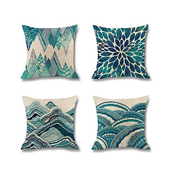 YP Select 4pcs maison océan vague numérique imprimé taie d'oreiller lin coussin taille taie d'oreiller vert 45X45 cm