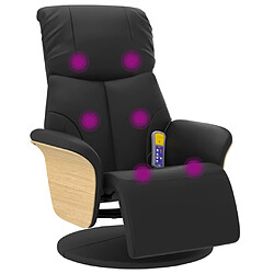 vidaXL Fauteuil inclinable de massage repose-pieds noir similicuir