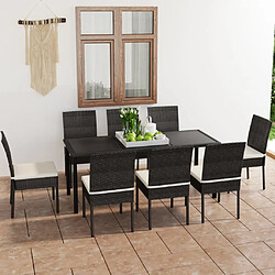 vidaXL Ensemble à manger de jardin 9 pcs Résine tressée Noir