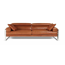 CALIA Canapé cuir Romeo 3PL 222cm Cuir coloris cognac