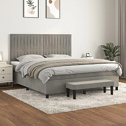 Maison Chic Lit Adulte - Lit simple Lit à sommier tapissier et matelas moelleux - Meuble de Chambre - Gris clair 160x200cm Velours -MN93870