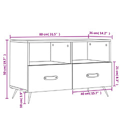 vidaXL Meuble TV Noir 80x36x50 cm Bois d'ingénierie pas cher