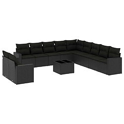 Maison Chic Salon de jardin 12 pcs avec coussins | Ensemble de Table et chaises | Mobilier d'Extérieur noir résine tressée -GKD66553