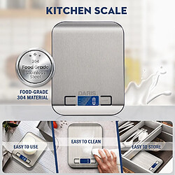 Acheter Universal Tableaux numériques de cuisine alimentaire Affichage de mesure LCD 1G/0.1oz Balance alimentaire en acier inoxydable de précision Balance de cuisson Balance de cuisson(Argent)