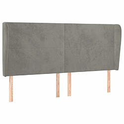 Maison Chic Tête de lit scandinave avec oreilles,meuble de chambre Gris clair 163x23x118/128 cm Velours -MN55063