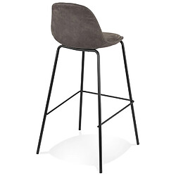 Avis Alterego Tabouret de bar 'GIRON' en microfibre gris foncé et pied en métal noir