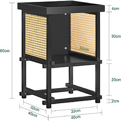 Avis SoBuy HFBT03-SCH Table d'appoint Design, Table Basse Carrée, Bout de Canapé, Table de Chevet avec Compartiment Ouvert, Cadre en Bambou, Noir et Jaune, L40xP40xH60cm