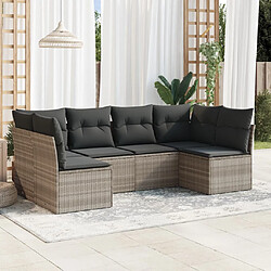 vidaXL Salon de jardin 6 pcs avec coussins gris clair résine tressée