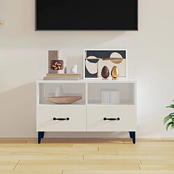 Maison Chic Meuble TV scandinave - Banc TV pour salon Blanc brillant 80x36x50 cm Bois d'ingénierie -MN42503