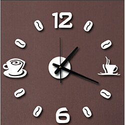 Wewoo Horloge murale ISHOWTIENDA Mode Acrylique DIY Tasse À Café Auto-Adhésif Mur Intérieur Créatif Décoration Sourdine Stickers Muraux Blanc