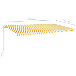 vidaXL Auvent manuel rétractable avec LED 600x350 cm Jaune et blanc pas cher