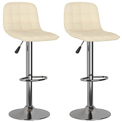 vidaXL Tabourets de bar lot de 2 crème tissu