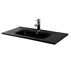 ML-Design Lavabo en Céramique, Noir Mat, 810x165x460 mm, avec Soupape de Vidange, Trop-Plein et Trou de Robinetterie Inclus, Vasque à Encastrer Lave-Main Évier pour Salle de Bain/Toilettes d'Invités