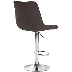 Decoshop26 Lot de 2 tabourets de bar réglable en hauteur pivotant à 360° assise en tissu taupe couture verticale pied métal chromé 10_0004434