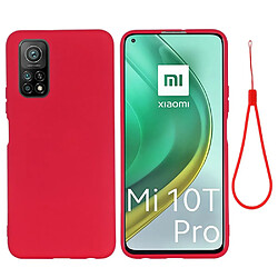 Coque en silicone liquide super mince rouge pour votre Xiaomi Mi 10T 5G/Mi 10T Pro 5G