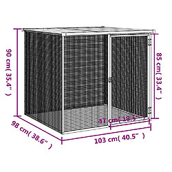 vidaXL Poulailler avec toit anthracite 103x98x90 cm acier galvanisé pas cher