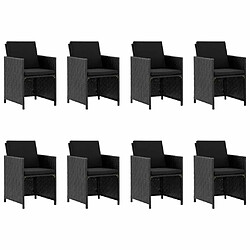 Maison Chic Salon de jardin 9 pcs + coussins - Mobilier/Meubles de jardin - Table et chaises d'extérieur Résine tressée Noir -MN92525