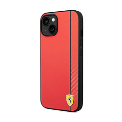 Ferrari Coque pour iPhone 14 Design Élégant Effet Carbone Rouge / Noir