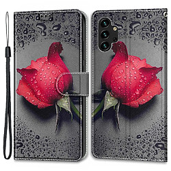 Etui en PU avec support et porte-cartes C14 rose rouge pour votre Samsung Galaxy A13 4G