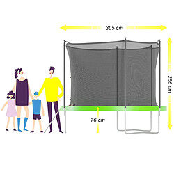 Jump4Fun Trampoline de jardin ø 305 cm- 10FT- Filet intérieur, Matelas de protection et Echelle