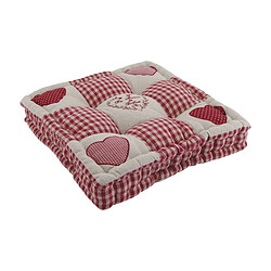 Aubry Gaspard Coussin rouge motifs coeurs.