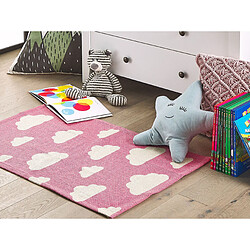 Avis Beliani Tapis enfant motif nuage rose 60 x 90 cm GWALIJAR