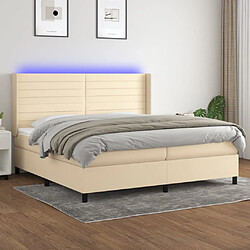 vidaXL Sommier à lattes de lit matelas et LED Crème 200x200 cm Tissu