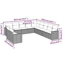 Avis Maison Chic Salon de jardin 11 pcs avec coussins | Ensemble de Table et chaises | Mobilier d'Extérieur gris résine tressée -GKD67671