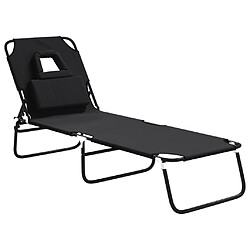 vidaXL Chaise longue pliante noir tissu oxford acier enduit de poudre